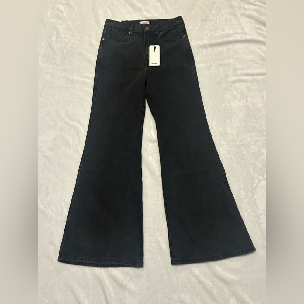 Wrangler Black Flared Wide-Leg Jeans